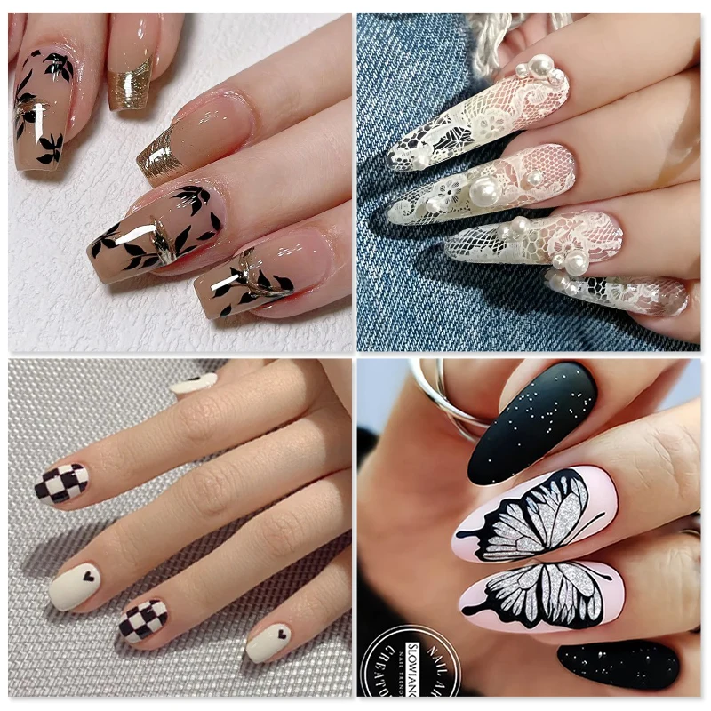 BORN PRETTY Classic Plaid French Nail Stamping Plates Easy Design Flower Leaves Nail Printing Stencil Floral Line Stamp Template