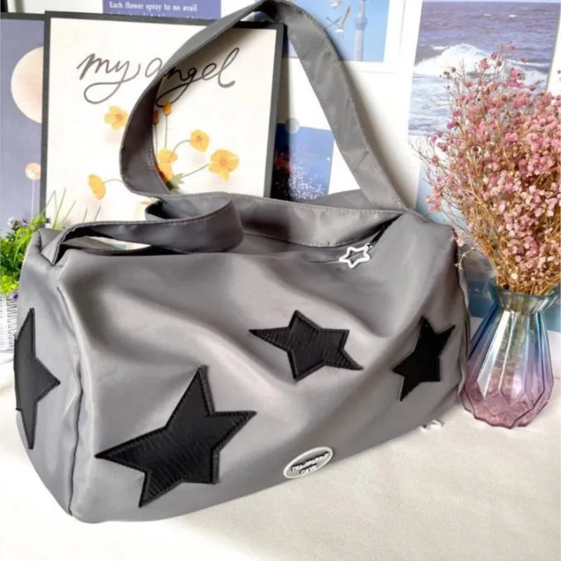 JIAERDI Star Grey Casual Crossbody Bags Women Hot Girls Nylon Sport Chic Y2k Messenger Bag Ladies Retro Harajuku Handbag Ladies