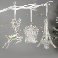 1PC Christmas Transparent Pendants Royal Queen Car Tower Butterfly Ballet Dancer Bell Elk Gift Pack Christmas Tree Hanging Decor