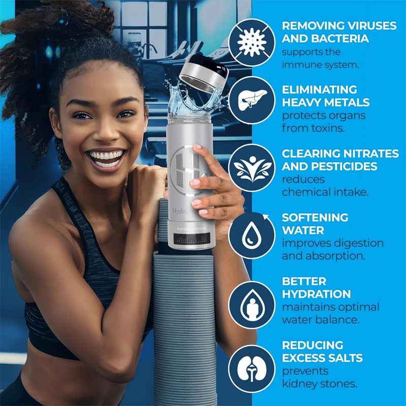 مولد زجاجة مياه الهيدروجين 9000 PPB زجاجة الهيدروجين مؤين الماء 3 في 1 محول عالمي محمول للترطيب المنزلي #5