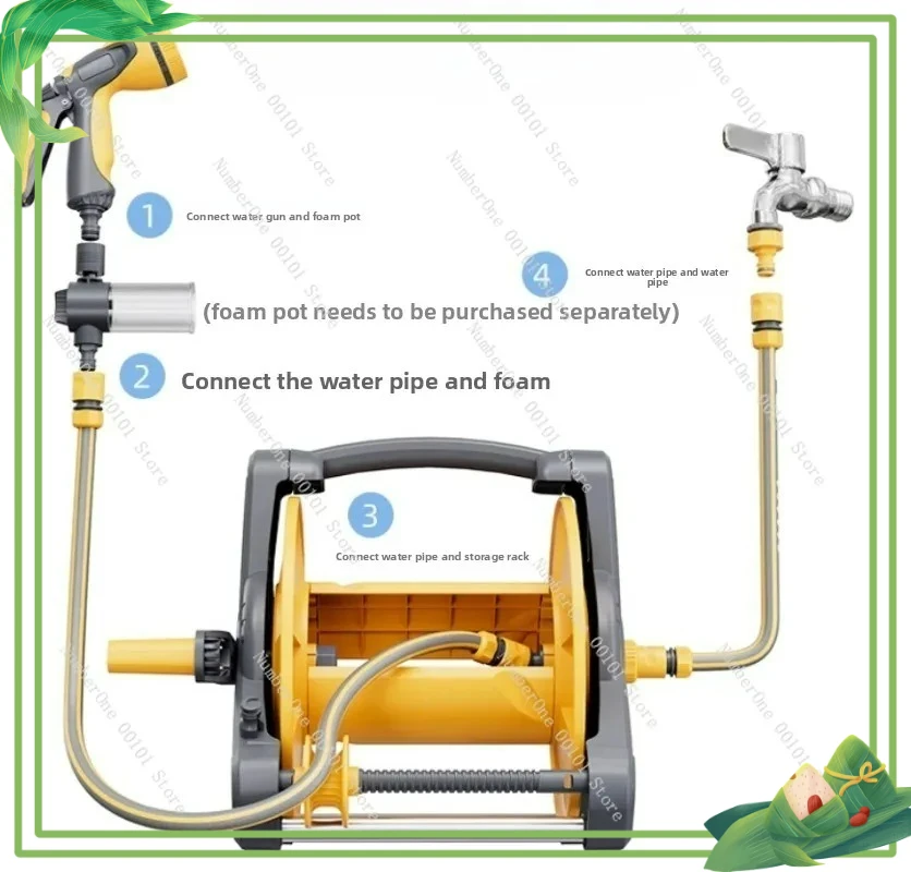 

40m Andeca Heavy Duty Portable High Pressure Retractable Wall Mount Household Garden Reel Set Hose Pipe Reel for Home Garden Use