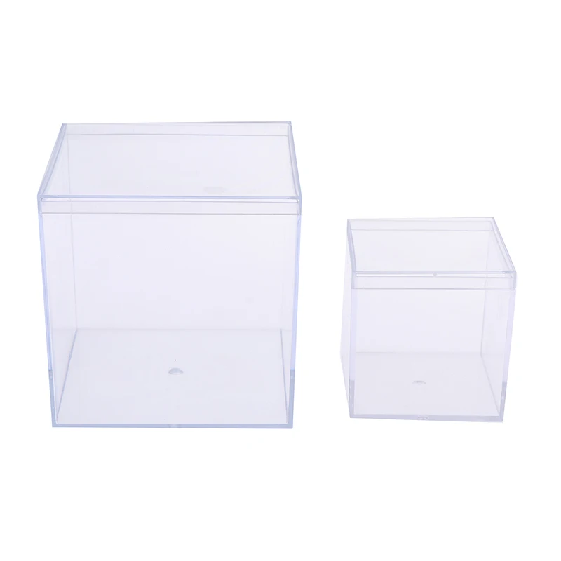 1Pc Transparent Acrylic Boxes With Cover Plastic Organizer Small Gift Square Packing Box Food Candy Storage Container For Home