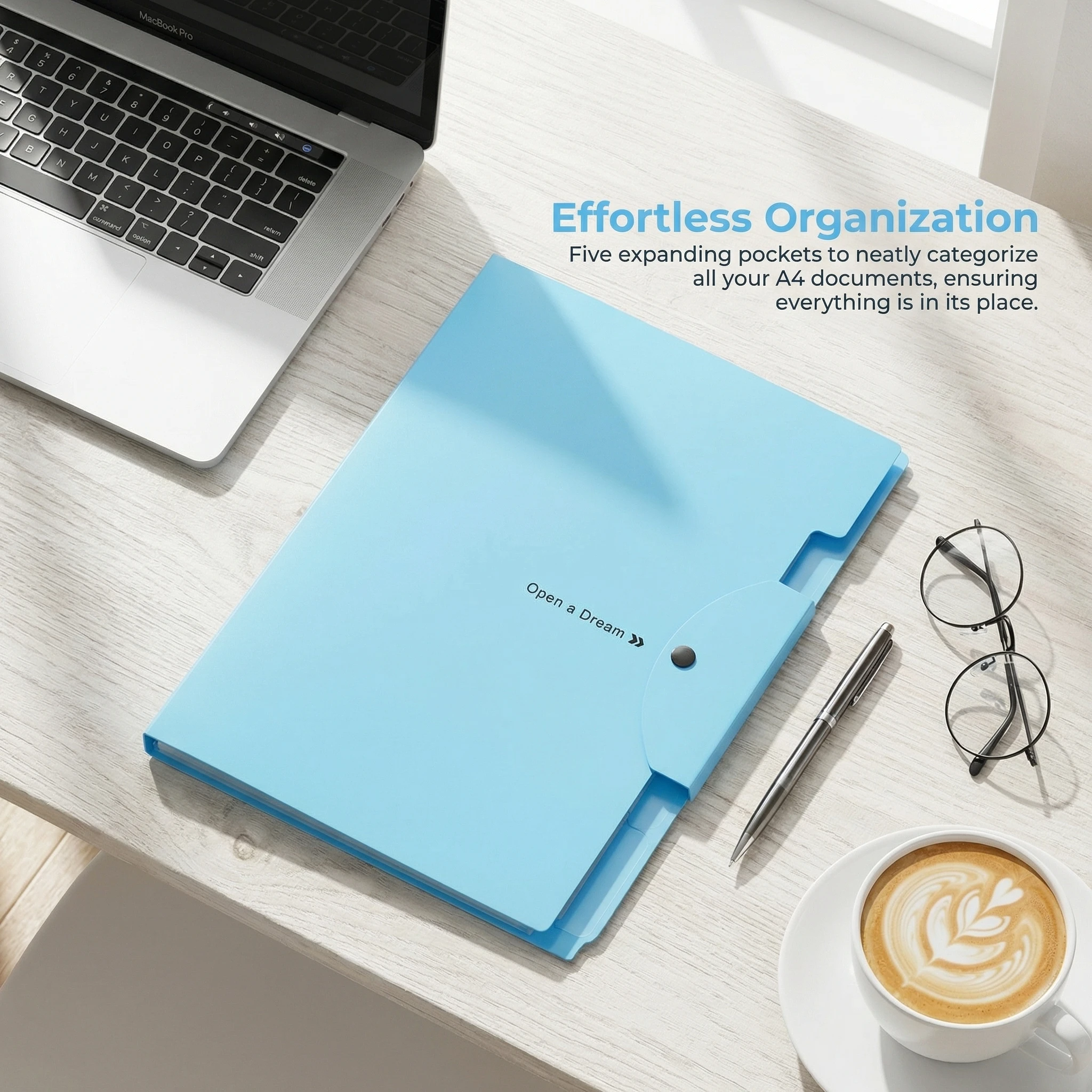 

5-pocket accordion file folder, suitable for A4 size, file organizer, exam papers storage bag, for home, school, office