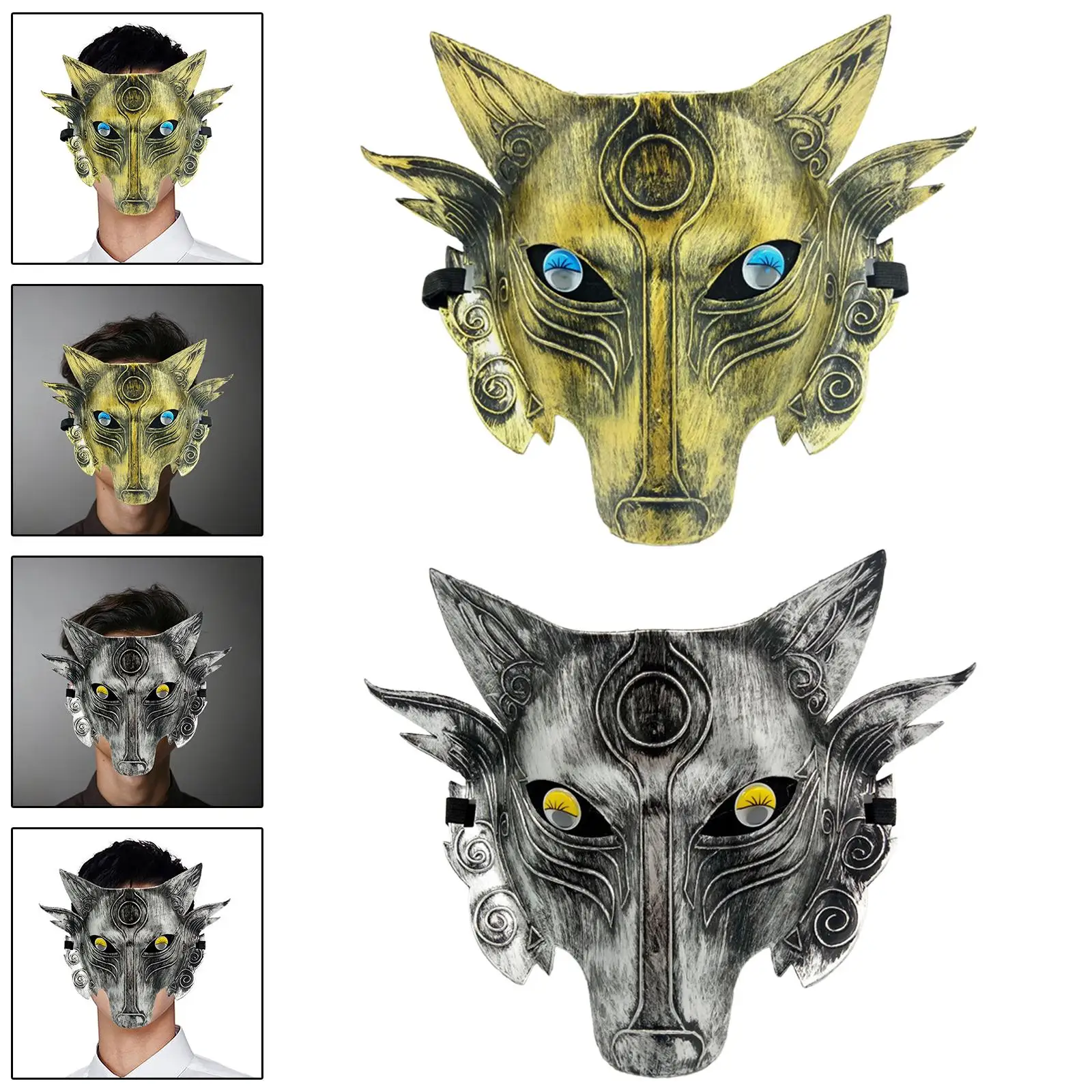 Máscara de lobo creativa para mujer, accesorios de disfraz de Cosplay, máscara facial de hombre lobo para fiesta de graduación, Halloween, Club nocturno, cumpleaños