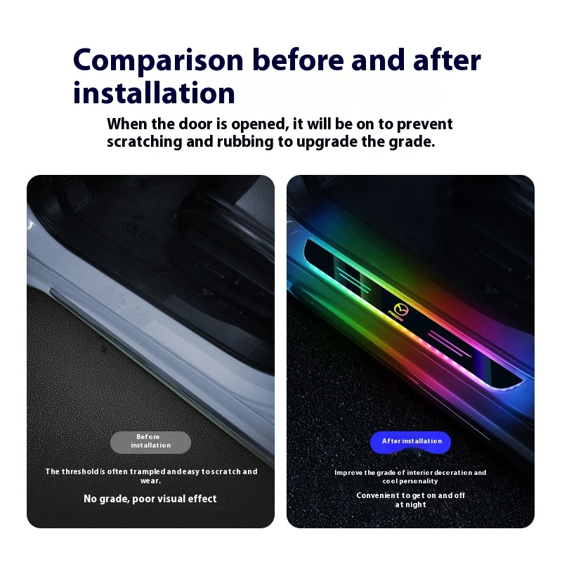 Do Mazda 2 3 6 Skyactiv CX-5 CX-30 CX-7 CX-9 BL BM MX-5 Samochodowa bezprzewodowa dioda LED powitalna Próg pedału Światło przejścia Lampa nastrojowa — zdjęcie 5