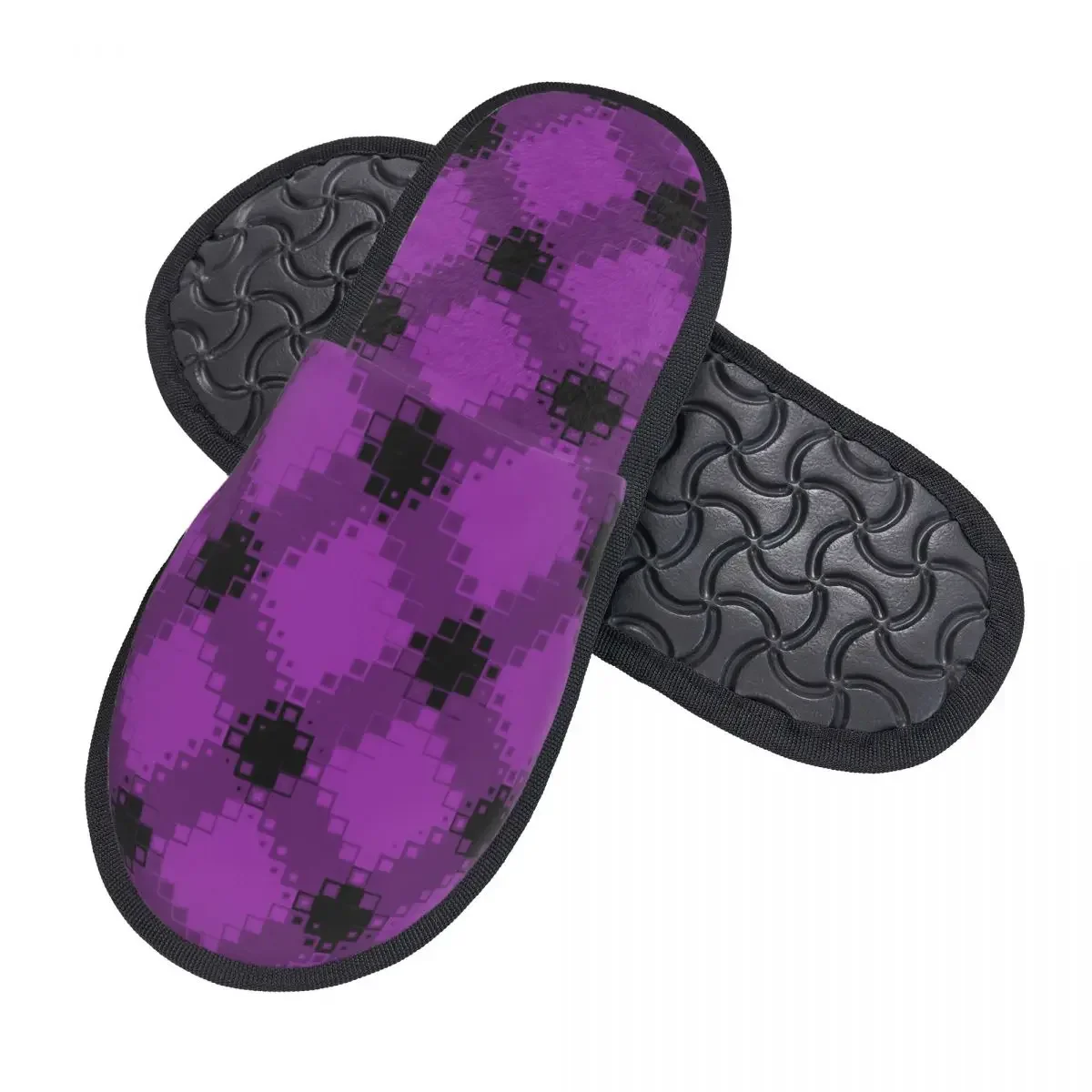 Colorful Argyle Pattern House Slippers Women Comfy Memory Foam Slip On Spa Slipper Shoes