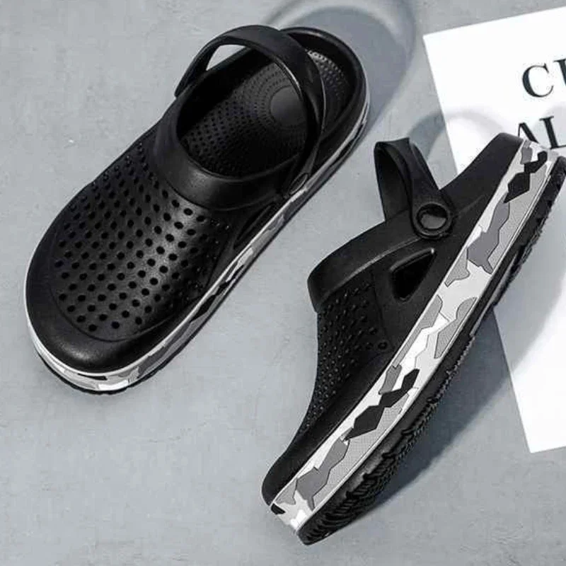 Zapatos de plataforma de playa con agujero en altura para hombre, zapatilla masculina a bajo precio, moda Mascullino, diversión, cómoda, diseñador para adultos, tendencia de lujo