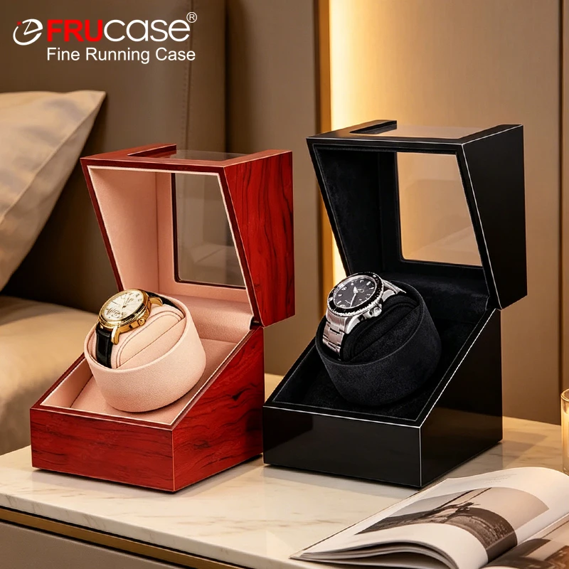 FRUCASE Wooden Watch Winder for Automatic Watches Watch Box Automatic Winder Use USB Cable / with Battery Option