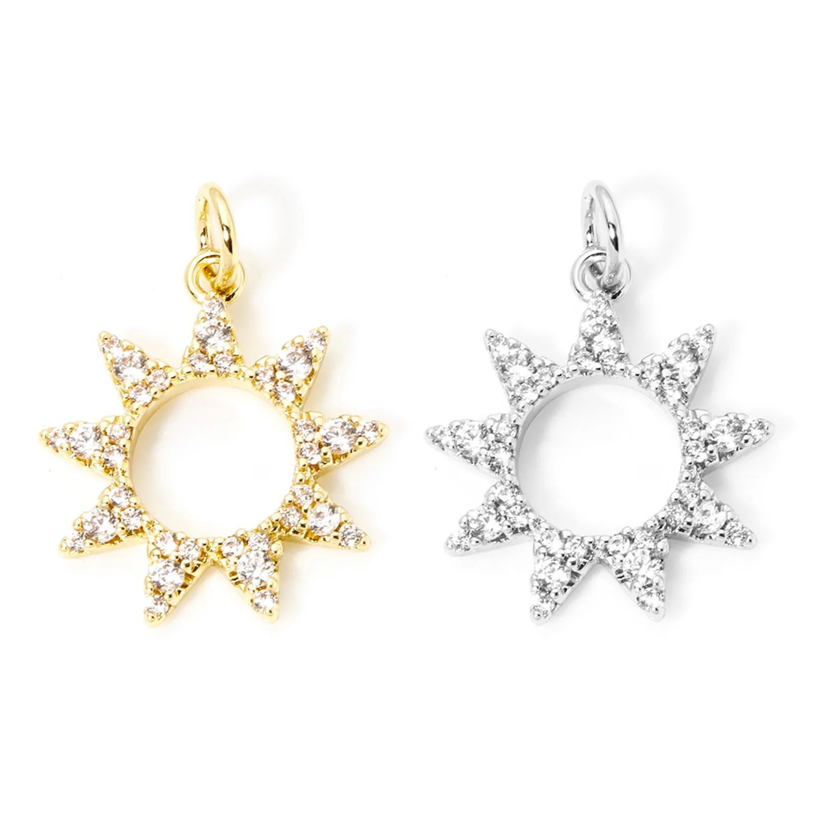 1pc Brass Galaxy Charms Gold Plated Sun Micro Pave Clear Cubic Zirconia Pendants for DIY Jewelry Necklace Findings  21mm x 16mm