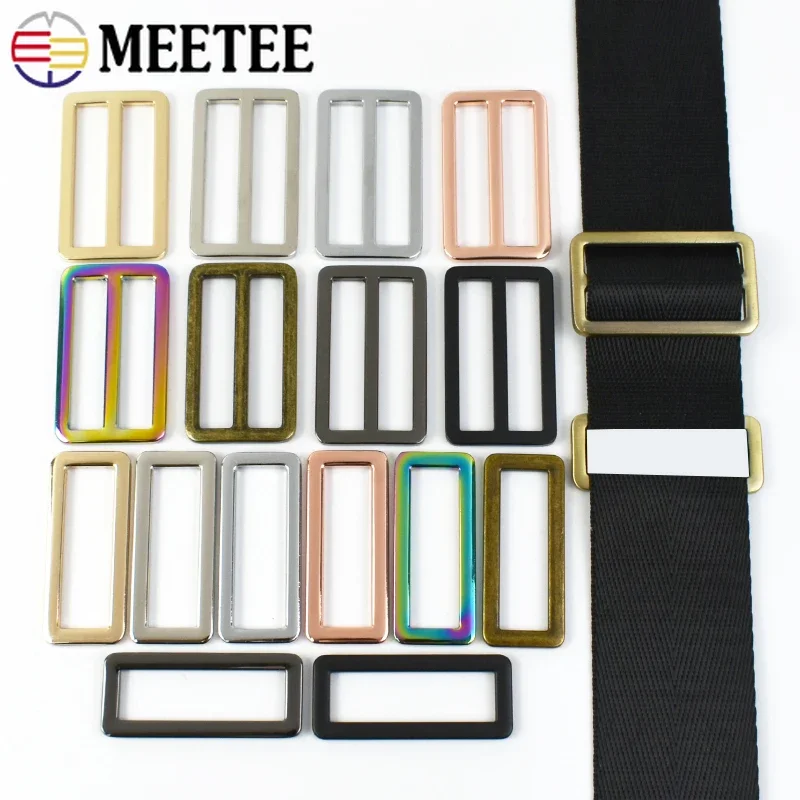 

5/10/20Pcs Meetee 38mm Rectangle Ring Metal Buckles Slider Tri Glide Rings Clasp Bag Strap Webbing Belt Adjuster Hook Hardware