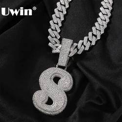 UWIN Initial Letter Pendant Iced Out 2 Layers Cubic Zirconia Block Letters Charms Fashion Alphabet Necklace Jewelry for Gift