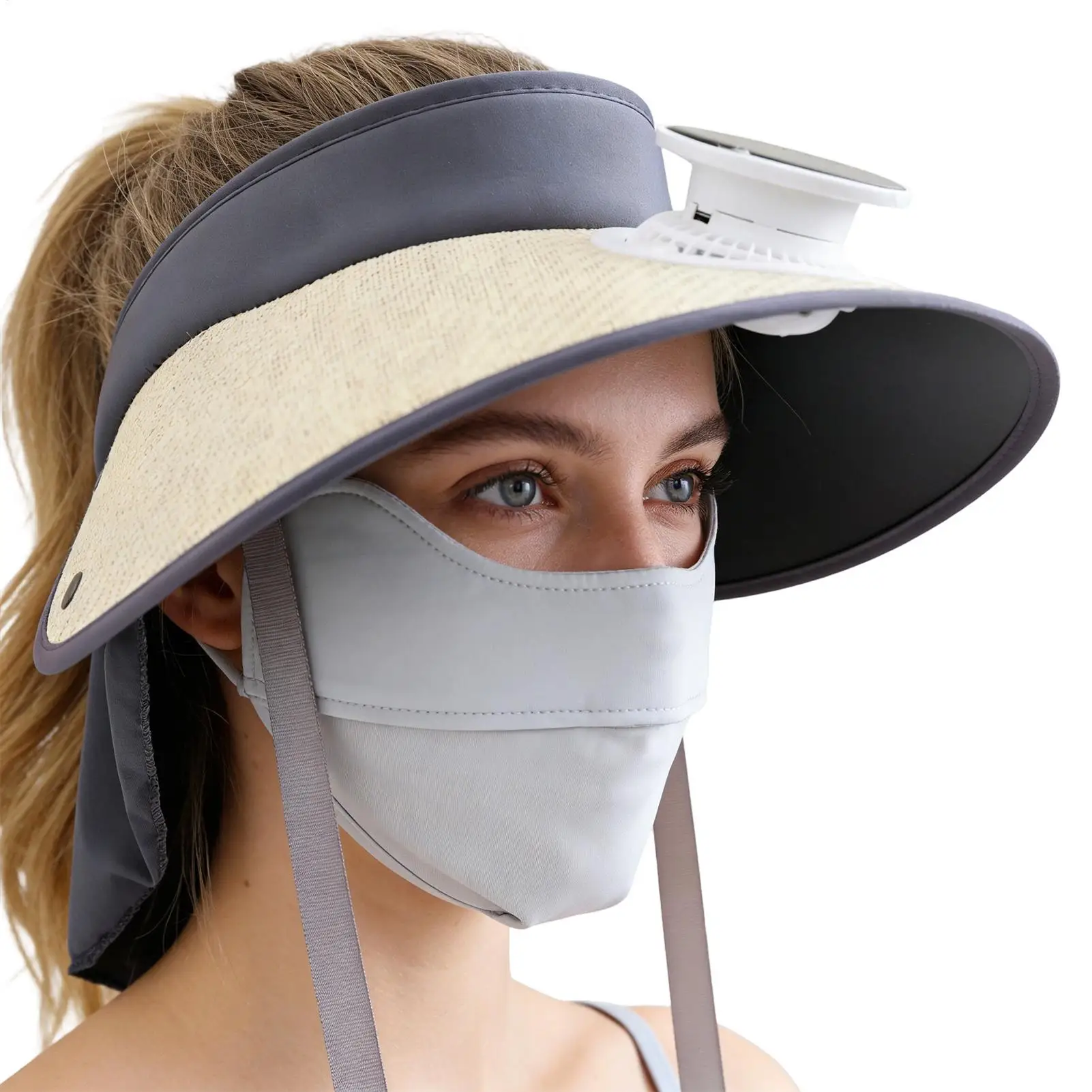 

Hat With Fans Solar Power UPF 50 Wide Brim UV Protection Cooling Gear Solar Powered Outdoor Fishing Hat For Beach Camping