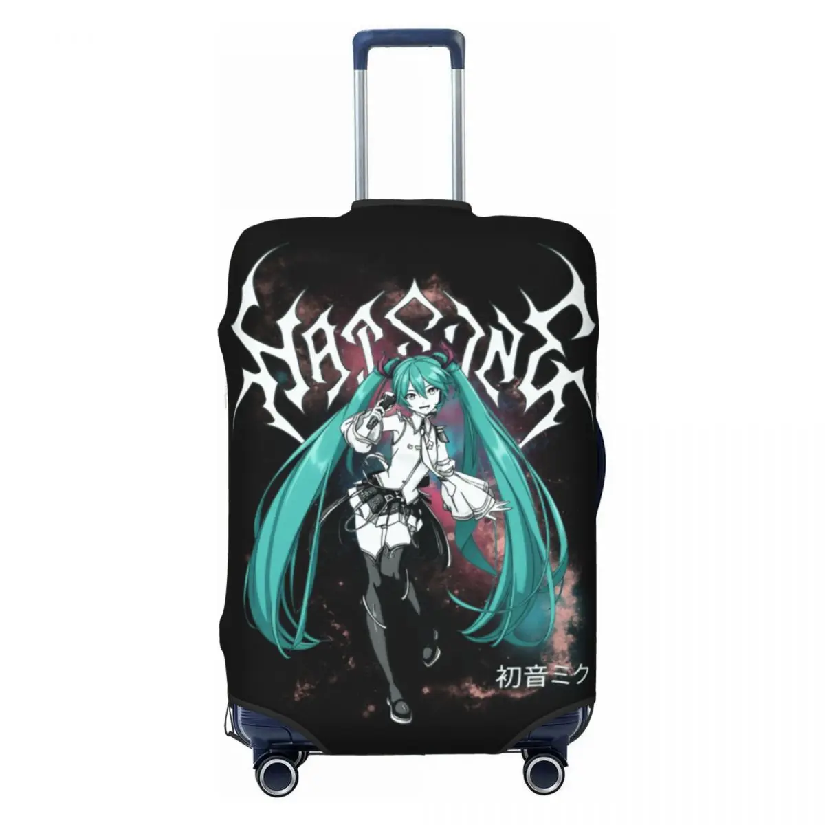 カスタム初音ミク-vocaloid-ロックアニメ荷物カバー面白いスーツケースプロテクターカバー-18-32-インチに適しています