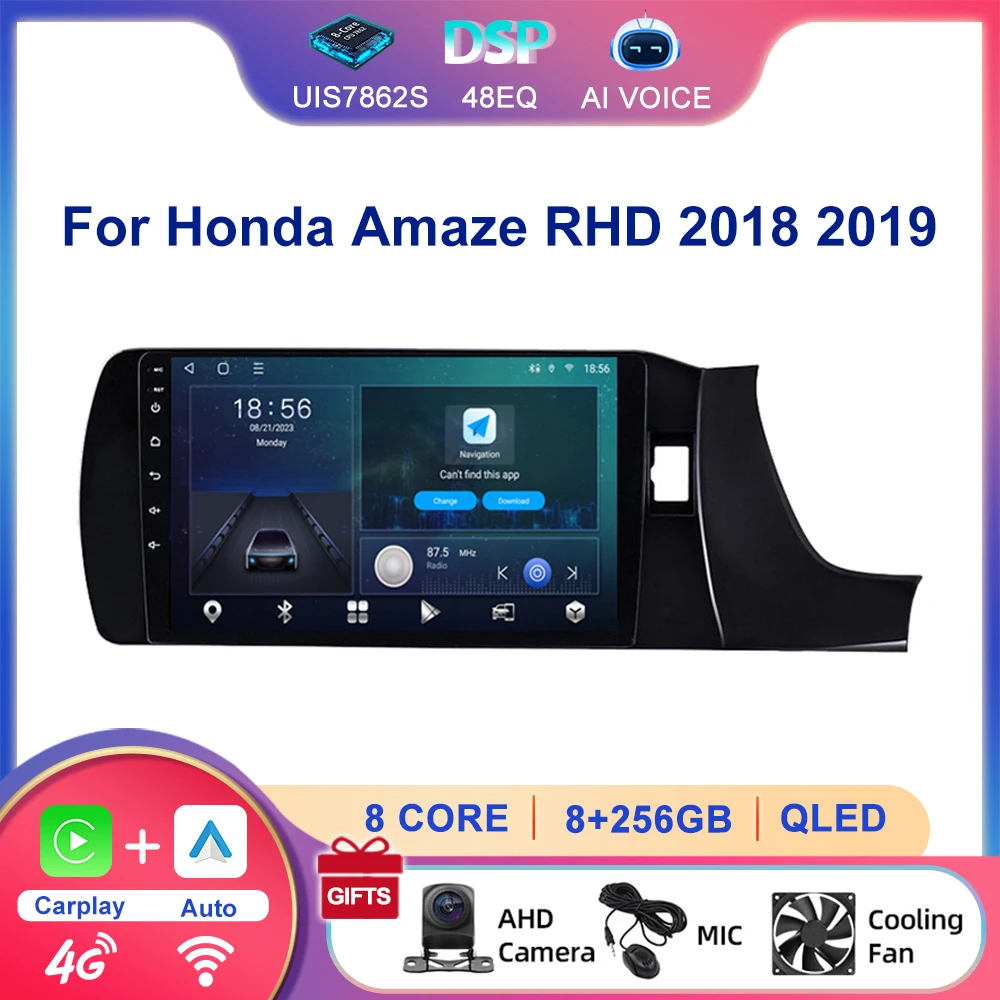 8 Core 4G Touch Screen Bluetooth Gps Car Navigator 9 inch Carplay Android Autoradio Radio Player For Honda Amaze RHD 2018 2019