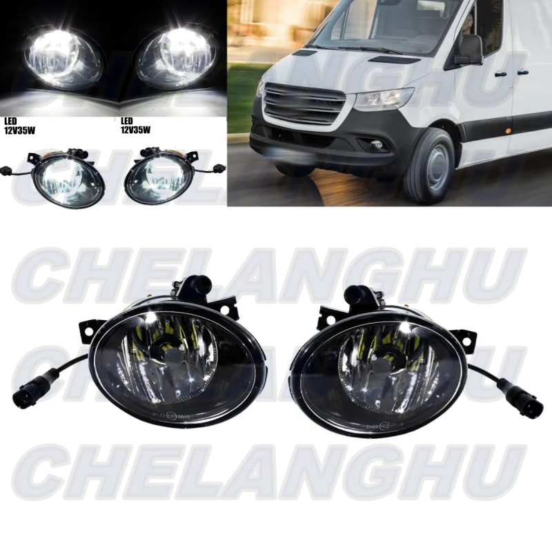 LED Fog Lights For Benz Sprinter W907 W910 2019 2020 2021 Pair Left+Right Front Bumper Fog Lamp 9109062500 9109062600