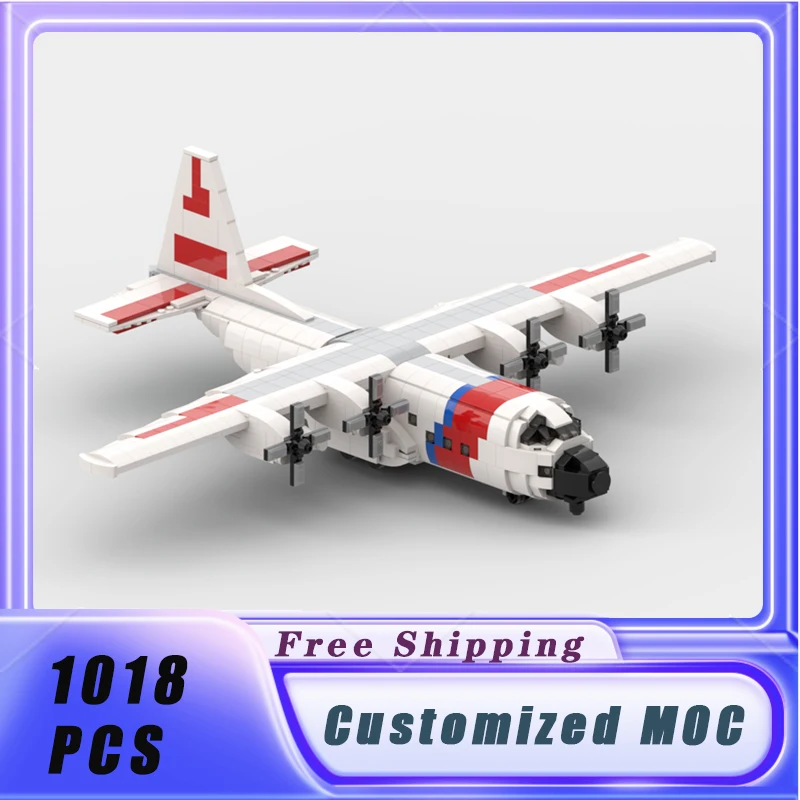 

MOC Building Blocks C-130 Hercules US Military Transport Aircraft 1:72 Scale Brick DIY Assemble Model Children Toy Gift