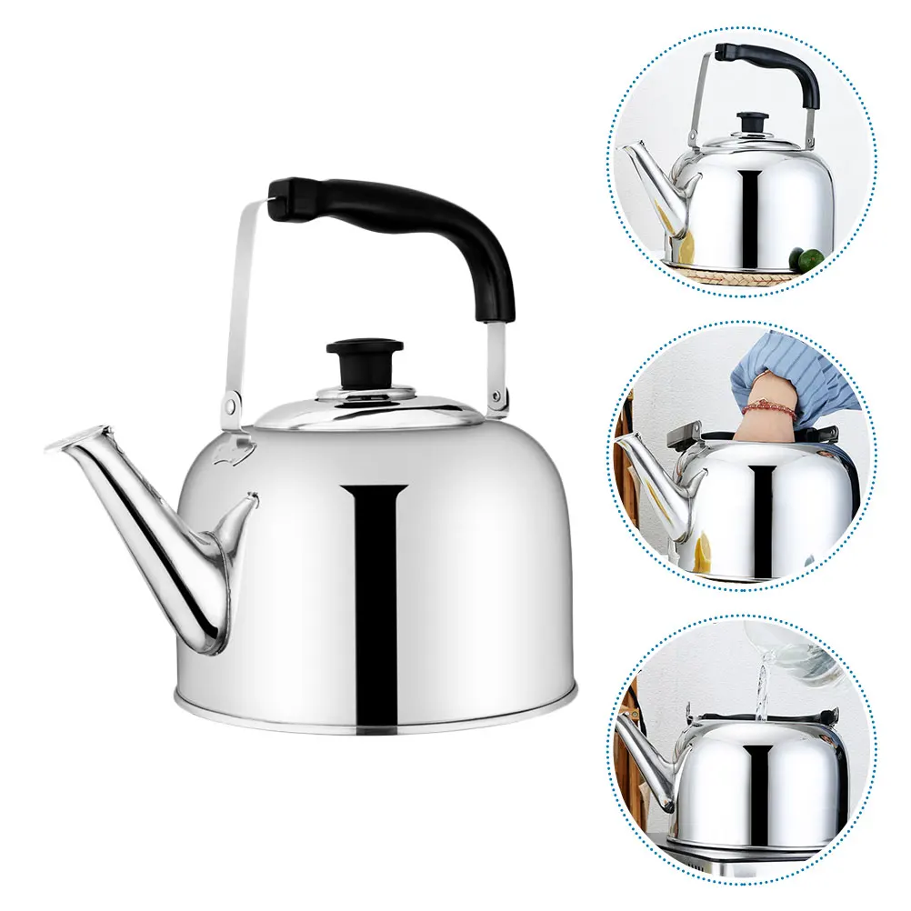 

1Pcs Stainless Steel Whistle Teakettle Large Capacity Water Boiling Kettle Heating Tool for Home Tea Coffee Gas Stove Use
