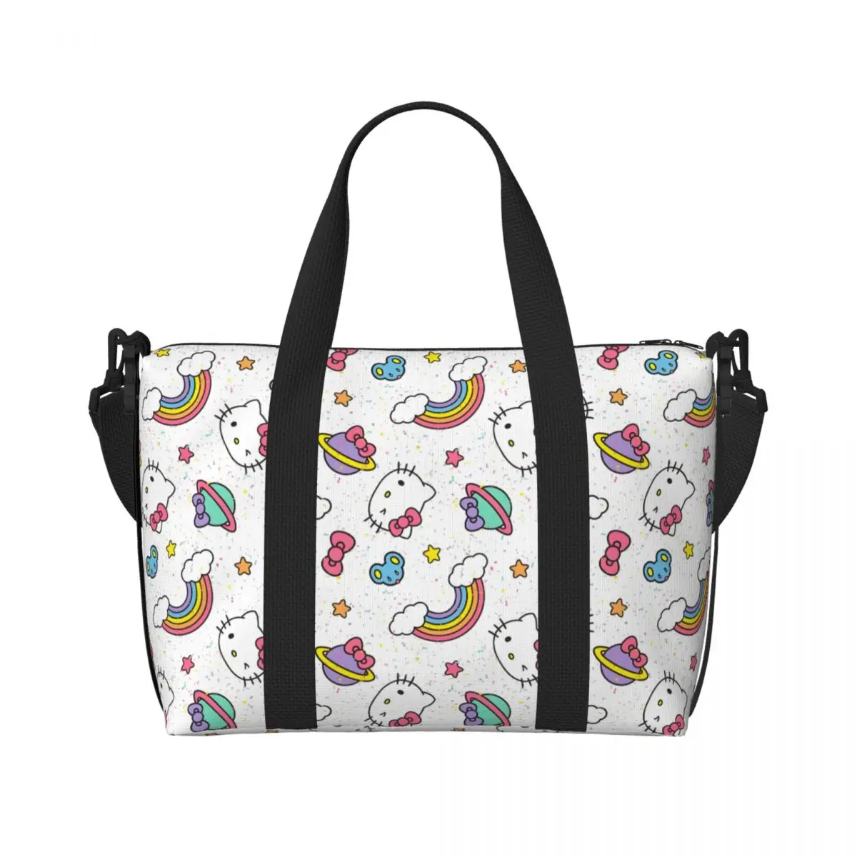 

Custom Hello Kitty Grocery Shopping Tote Bags Women Big Capacity Classical Printing Cute KT Cat Gym Beach Travel Bags