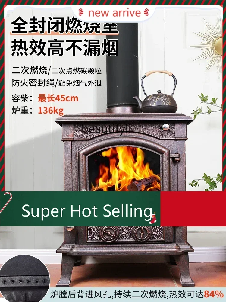 

S132 Fireplace Wood Burning Wood Stove Indoor Heater Household Wood Winter Heater Cast Iron