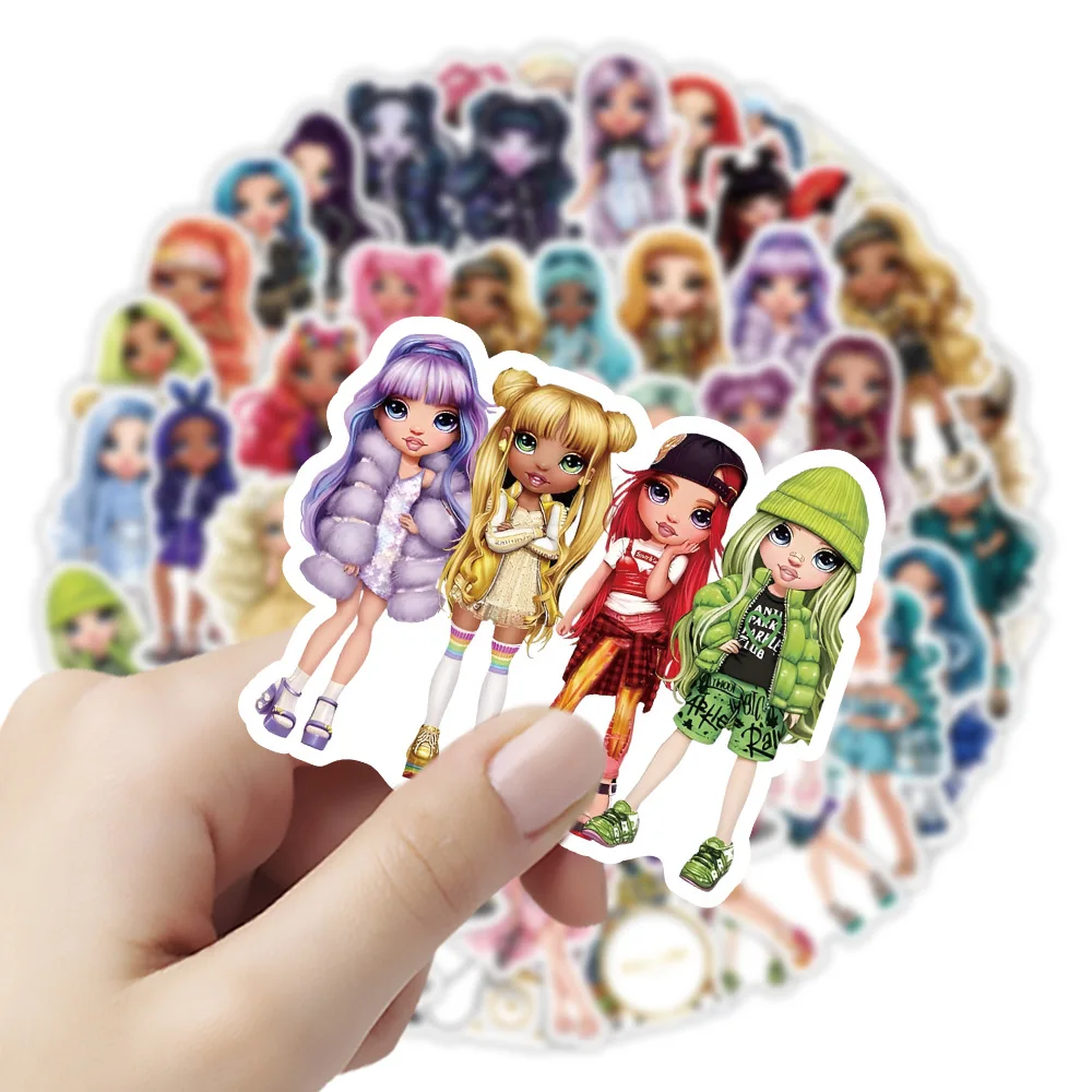 51pcs Cartoon Rainbow Doll Phone Tablet Suitcase Water Cup Notebook Waterproof Sticker