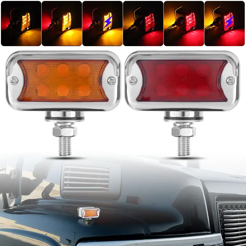 

12 LED Double Face Side Marker Pedestal Fender Lamp Stop Warning Lamp Flash Turn Signals 12V 24V For Semi Truck Trailer UTE Van