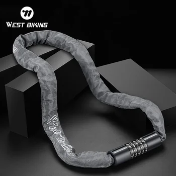 WEST BIKING – serrure de chaîne de vélo Portable, haute sécurité, antivol, épaisse, pour Scooter, vélo électrique, cyclisme en plein air