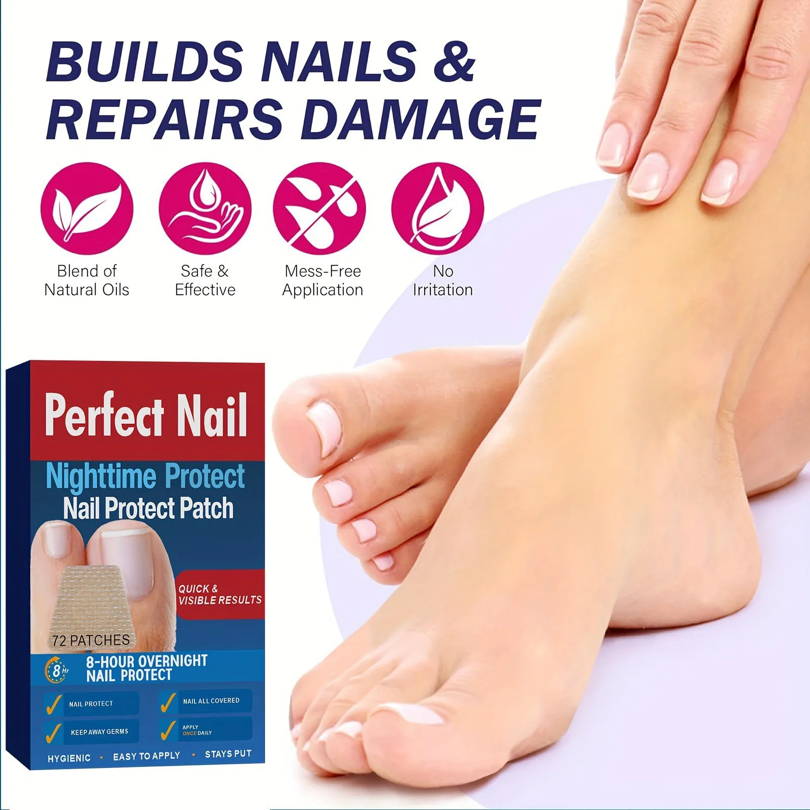 Nail Care Patches Improve Yellow And Thickened Nails Toenail Corrector Waterproof Repair Patch For Discolored Or Damaged Nails