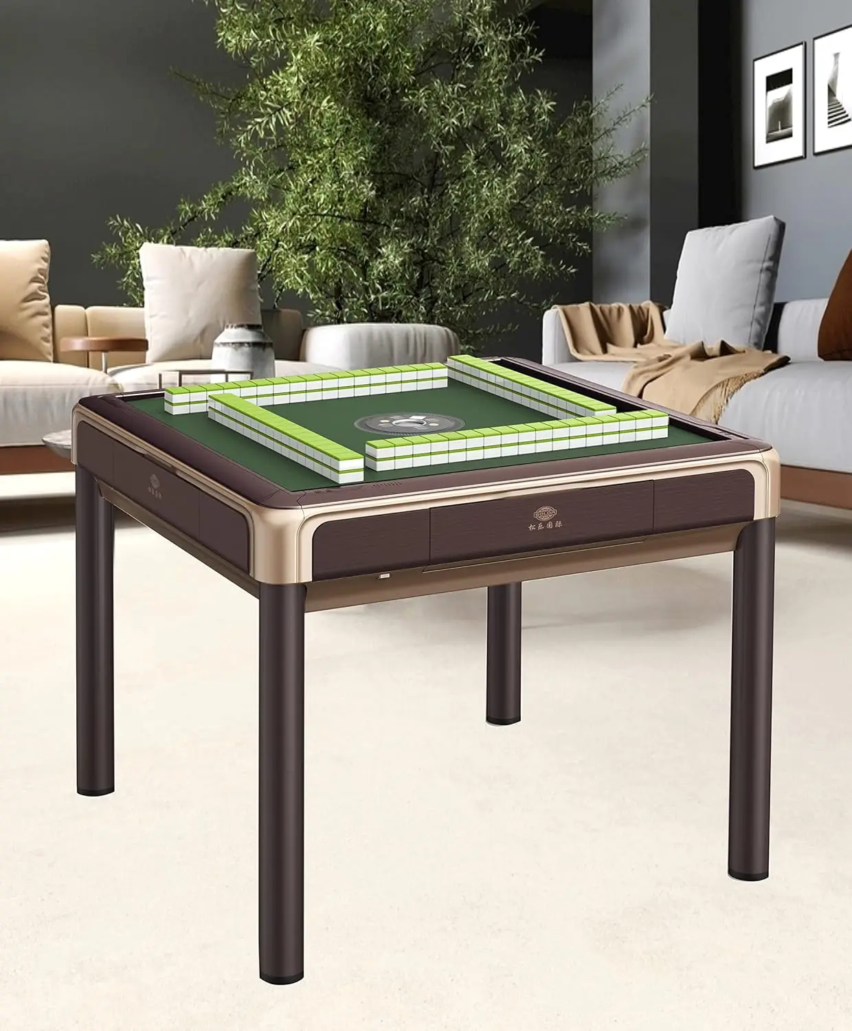 USA MJ TABLE 44 mm X-Large Tiles Automatic Mahjong 4 Legs Dining / Game Table, Chinese Style, Comes 2 Sets of, Customized