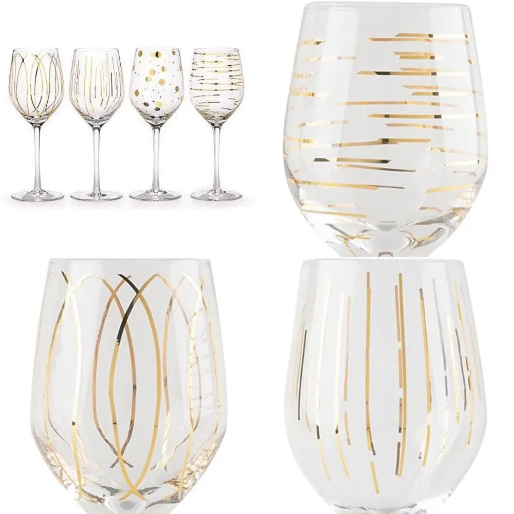 

Большие келихи для белого вина с гравировкой на 400 мл, набор из 4 предметов с золотым дизайном — посуда для питья премиум-класса для любителей вина