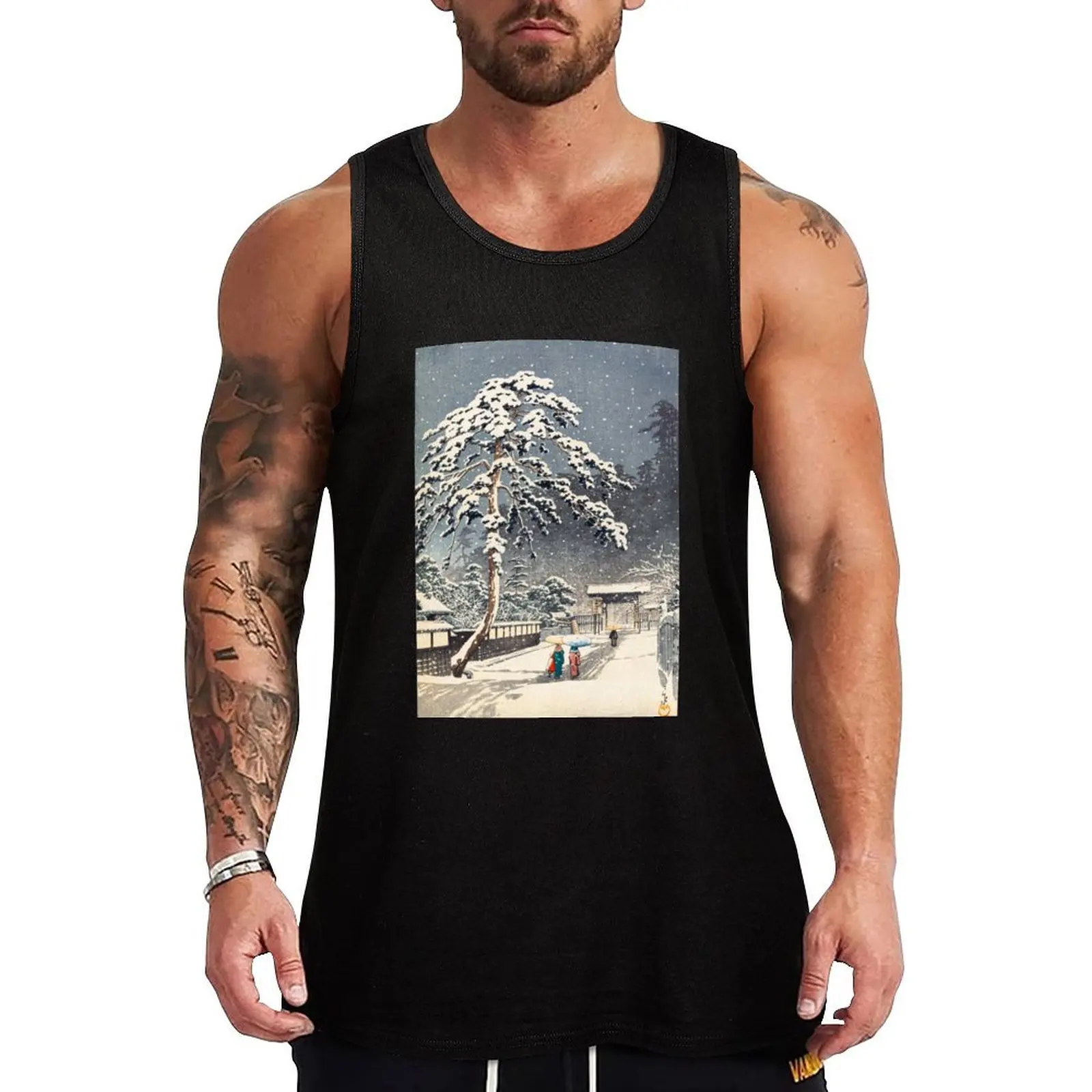 

Honmon-ji Temple at Ikegami by Kawase Hasui Tank Top sleeveless Men's vest sleeveless vest men bodybuilding