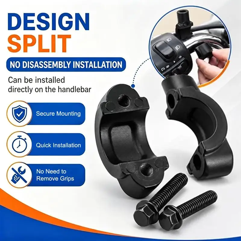 New 2Pcs Rearview Mirror Support Clamps For Motorcycle/Bicycle Handlebars 22mm 7/8