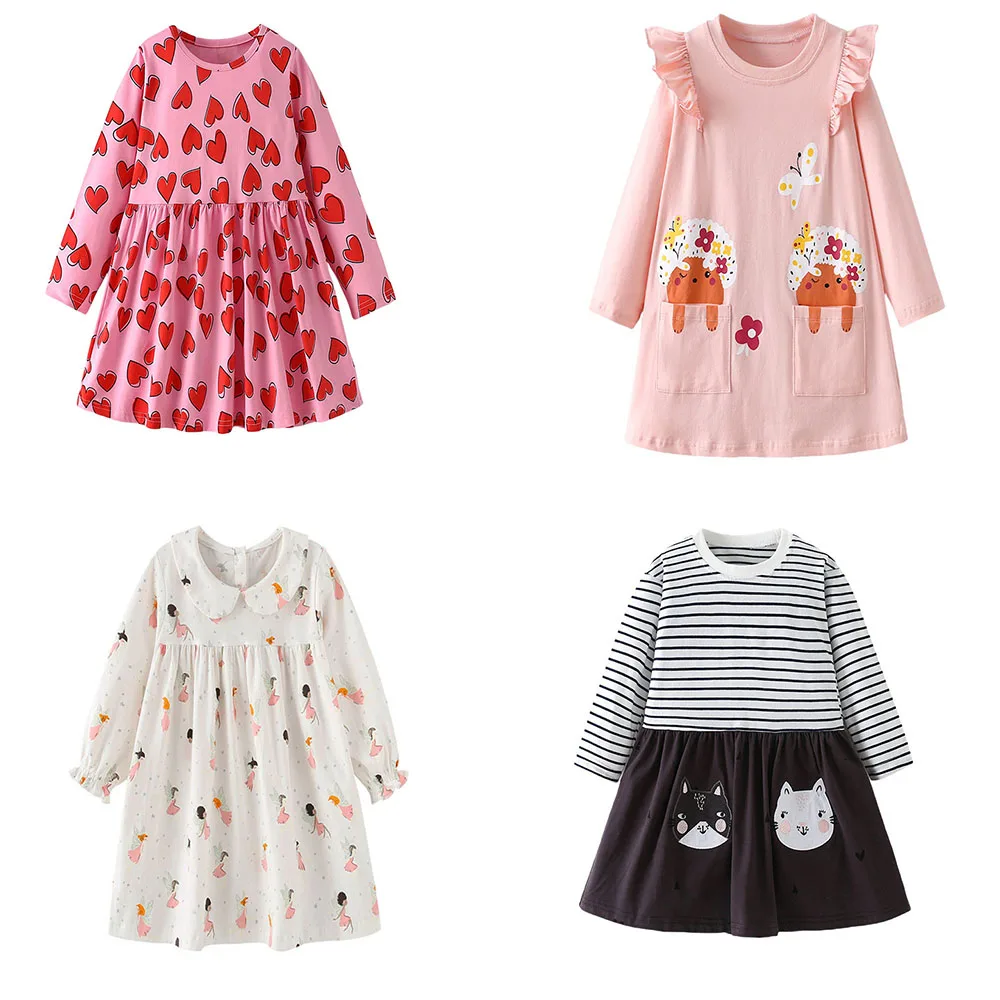 Jumping Meters 2-7 Bunny Princess Girls Dresses Fairy Tale Cotton Long Sleeve Children's Clothes Party Fashion Kids Frocks