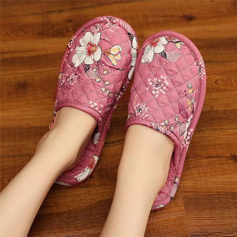 Korean Version of Couples\' Autumn and Winter Home Cotton Slippers, Indoor Wooden Flooring, Silent Soft Soles Shoes