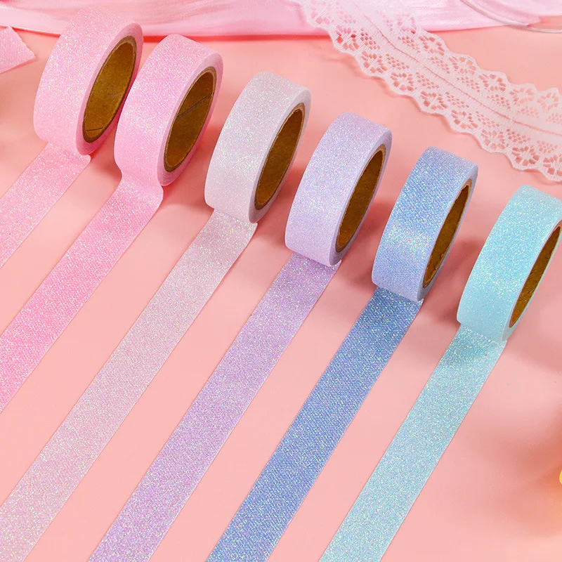 

3 м * 12 рулонов Kawaii Ins ярких цветов, сверкающий песок, набор лент васи, креативный справочник, сделай сам, материал для скрапбукинга, малярная лента