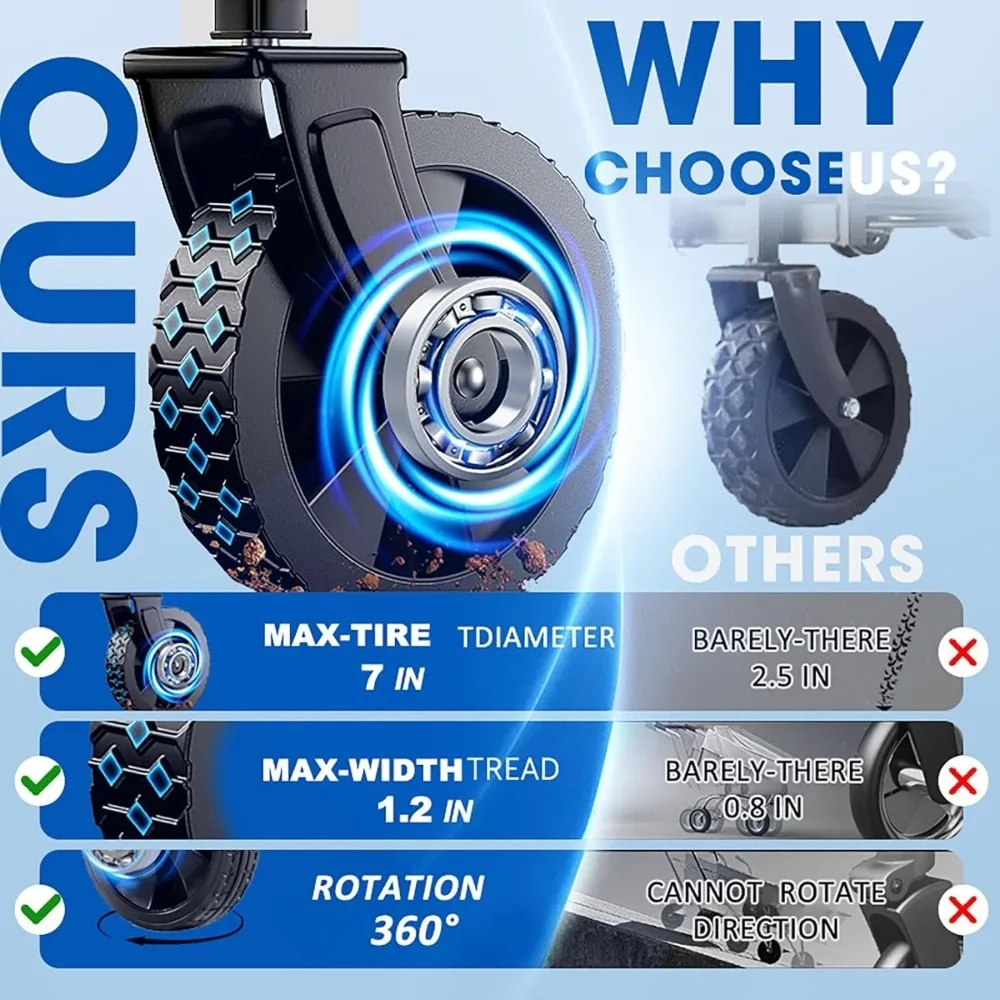 عربة شاطئ قابلة للطي عربة شاطئ قابلة للطي مع عجلات لجميع التضاريس عربة بقالة شديدة التحمل للتسوق والشاطئ والتخييم والرياضة