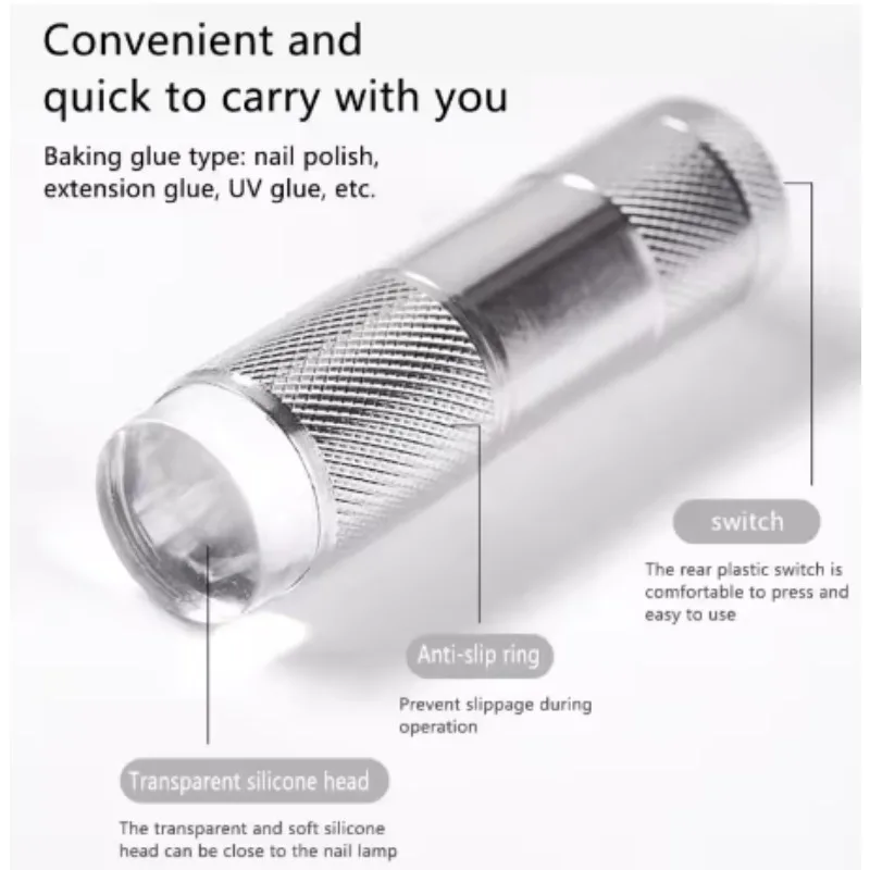 Nieuwe Nail Art UV Mini-zaklamp met Stamper Draagbare siliconen Handheld LED-licht Nagellak Droger Snelle manicurelamp