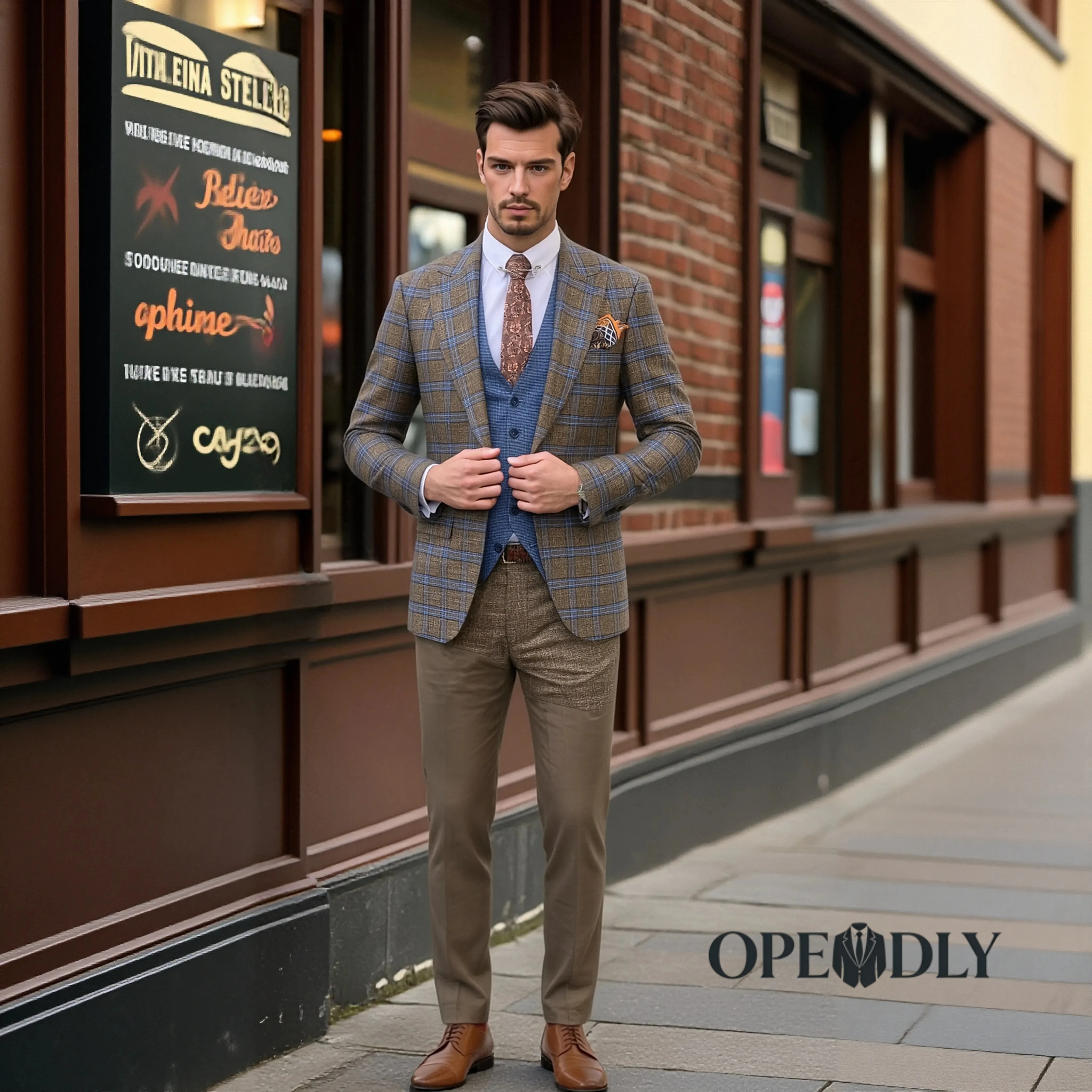 

Mens Custom Tailored Three Piece Suit Slim Fit Wedding Tuxedo Set for Groom Formal Blazer Vest Pants Business Attire Groomsmen