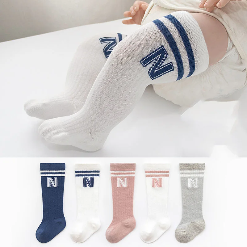 

Infant Boys Long Crew Sock Thin Baby Boy Anti-mosquito Socks Toddler Boy Over Knee Cotton Socks Children Boy Letter Sock Clothes