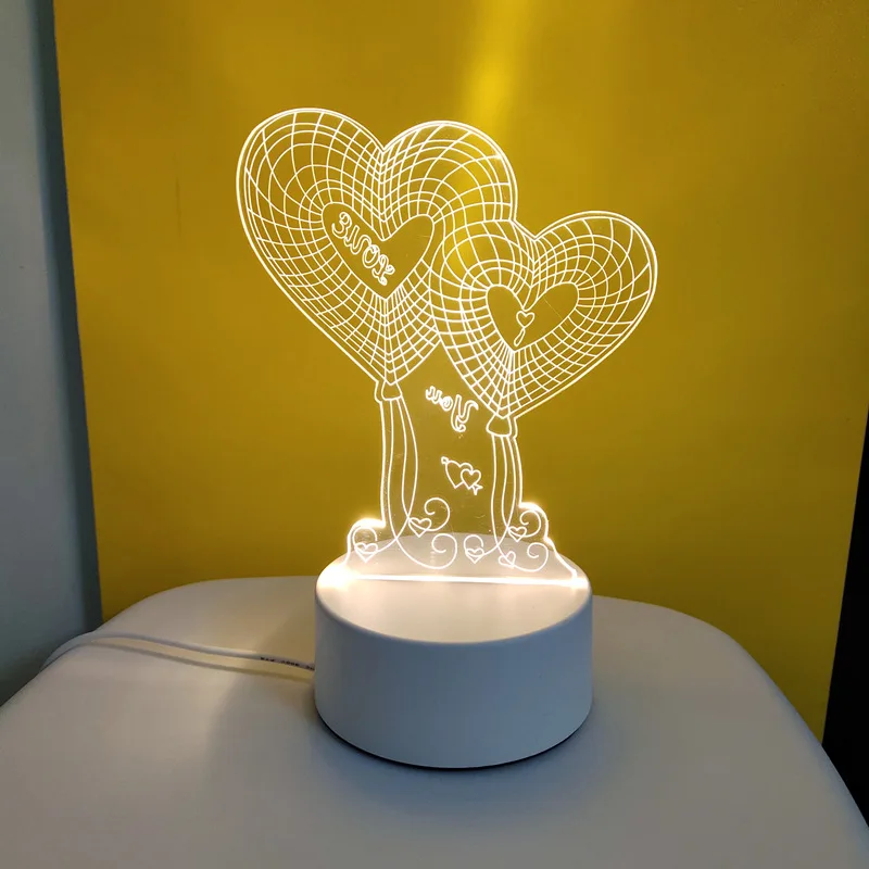 LED 3D Kreative Liebe Bär Lampe Acryl USB Nacht Lichter Lampe Weihnachten Dekor für Zuhause Schlafzimmer Geburtstag Geschenk Weihnachten Urlaub Dekor