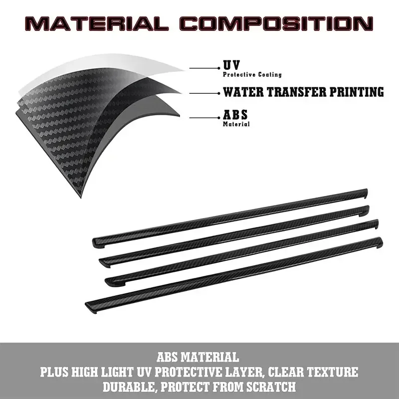 4 PCS ABS Red / Carbon Interior Door Panel Stripe Cover Molding Trims Strip Decorative Kits For BMW 3 Series F30 F31 2013-2019