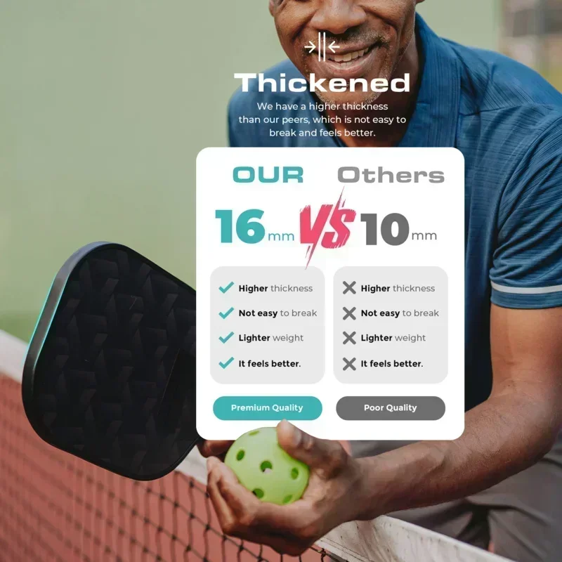 情熱の緑の線usapaPickleballパドル、グラスファイバー表面、高いグリットとスピン、エッジのないスポーツラケット、Pickleballパドル