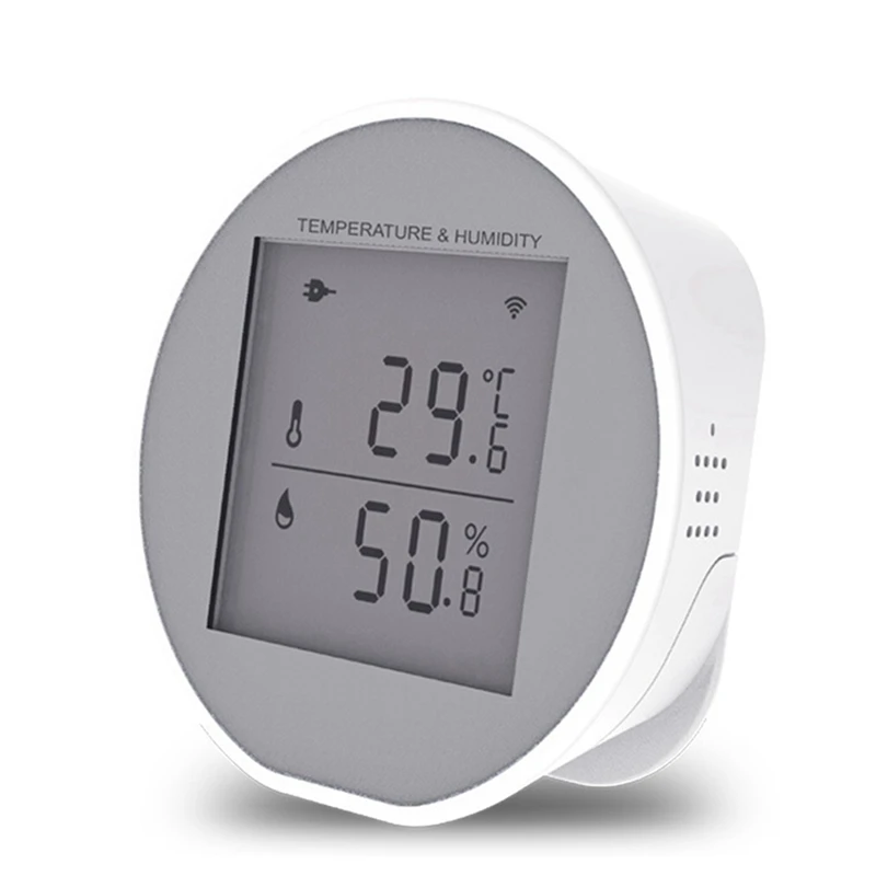 ABPQ-Tuya Wifi Temperature Humidity Sensor Indoor Hygrometer Thermometer Detector Smart Life App Battery Or USB Powered