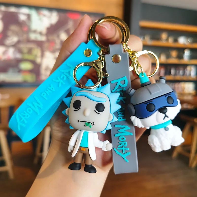 Rick and Morti Dolls Keychains Cartoon Anime Figures Keyrings Fashion Cute Car Bags Pendant Key Holders Kids Birthday Gift 2023