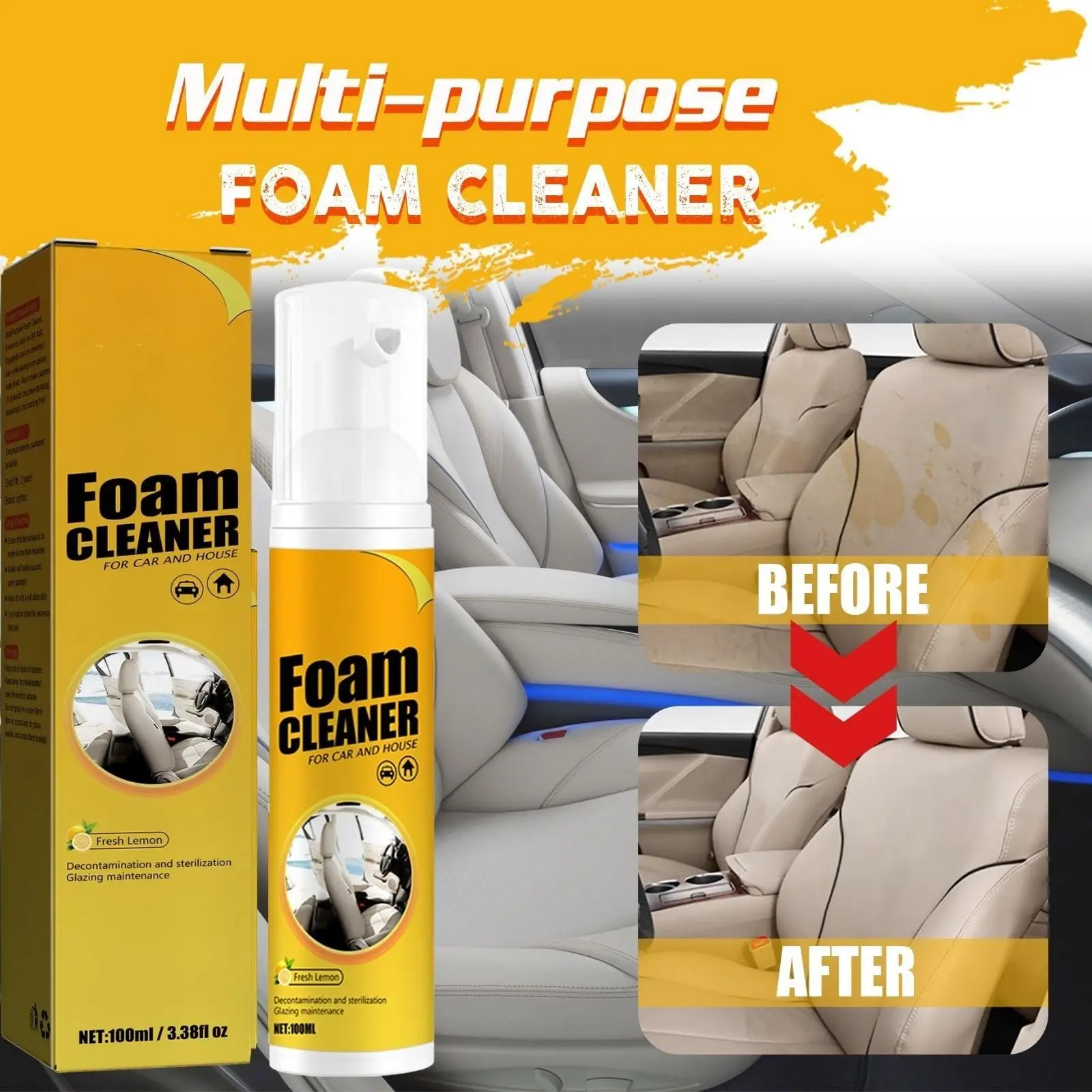 100/150/250ML Multi-Purpose Foam Cleaner Spray Leather Cleaning Auto Home Surfaces Foam Cleaners for Car Wash Maintenance image 2