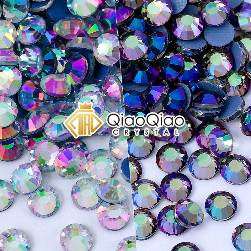 QIAO Glisten Pink/Ghost Purple Glass Hot-Fix Crystal Rhinestones Flat Back Strass Stones For DIY Clothes Fabric Decorations