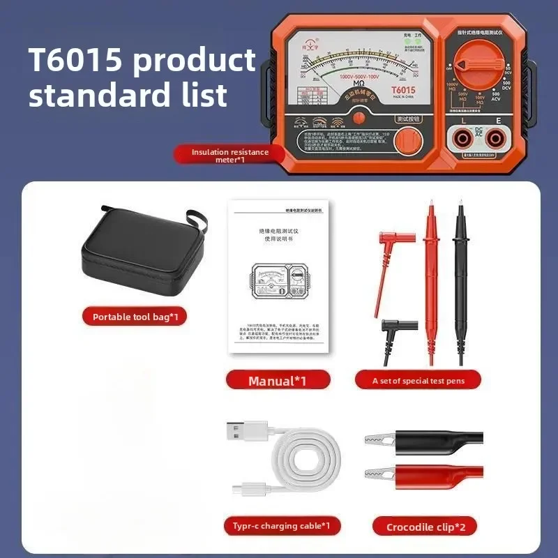 T6015 Pointer Isolatieweerstandstester AC/DC Spanningstransistor Lage Weerstandstester