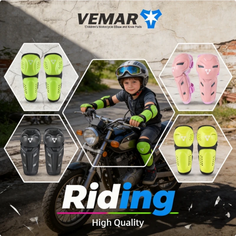

VEMAR Children's Motocross Knee and Elbow Protector Set Kids Youth Motorcycle Riding Impact Resistance Elbow Pads Knee Guard