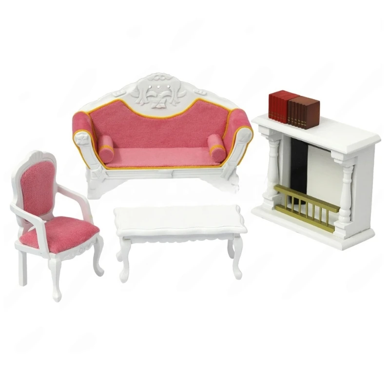 Doll House Living Room Miniature Furniture Model Set For Children Pretend Play 15UB