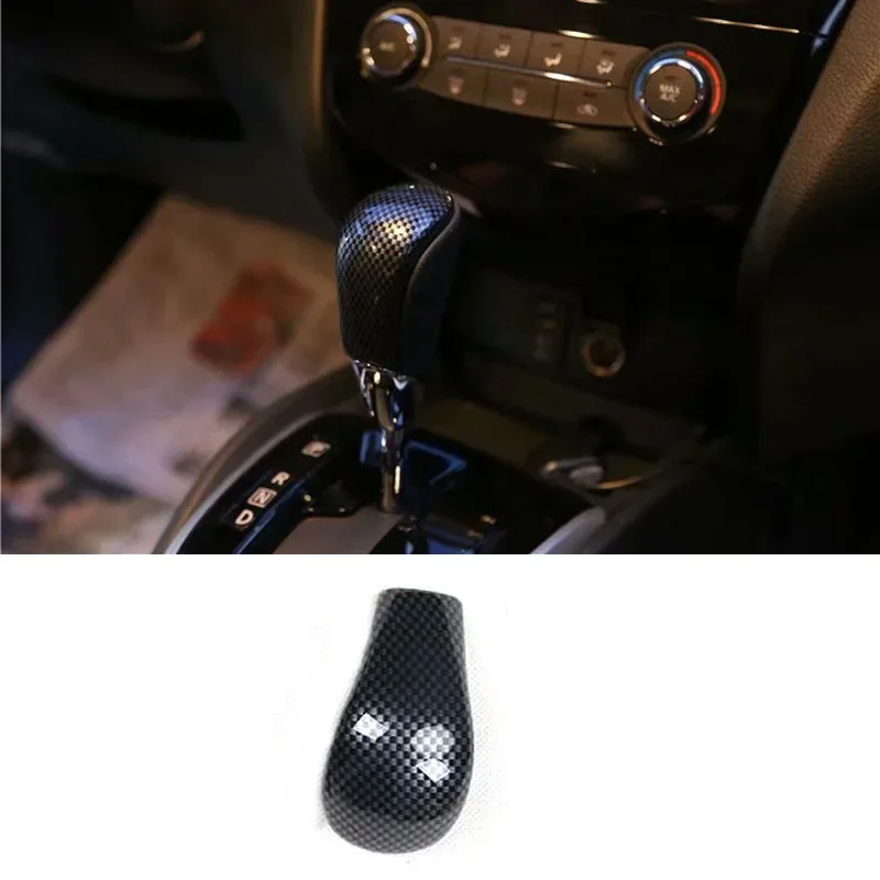 

For Nissan Qashqai 2016 Car Gear Shift Knob Head Decoration Cover Stickers Carbon Fiber Style ABS Interior Car Accessories