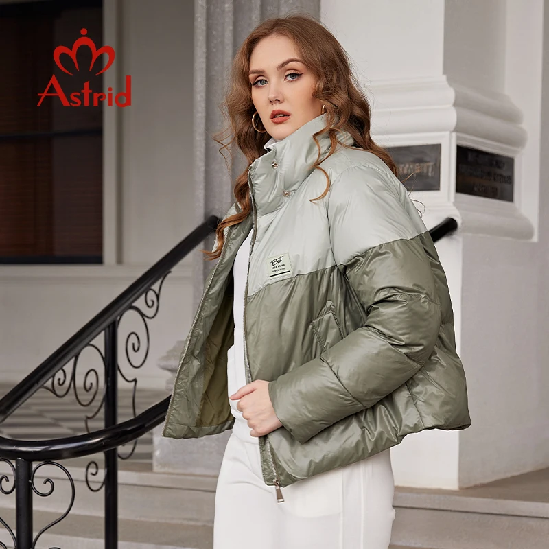 Astrid 2022 Winter Women\'s Coat Women Parka Fashion Warm Jacket Casual Contrast Color Stitching Loose female clothing Design